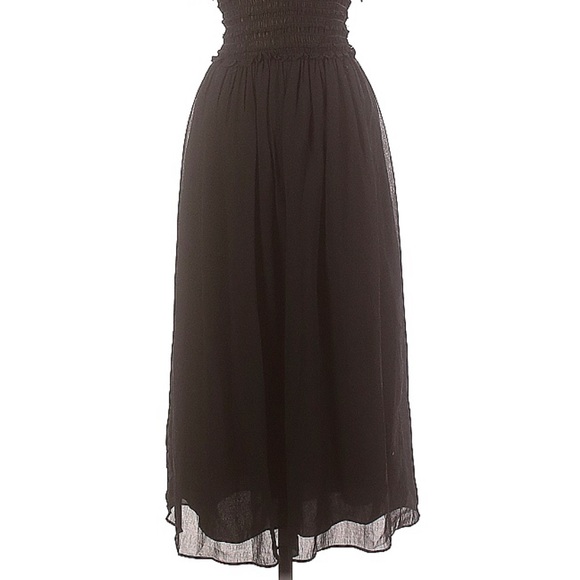 Max Studio Black Sleeveless Ruffle Deep V-Neck Midi Dress size XS - Picture 9 of 12